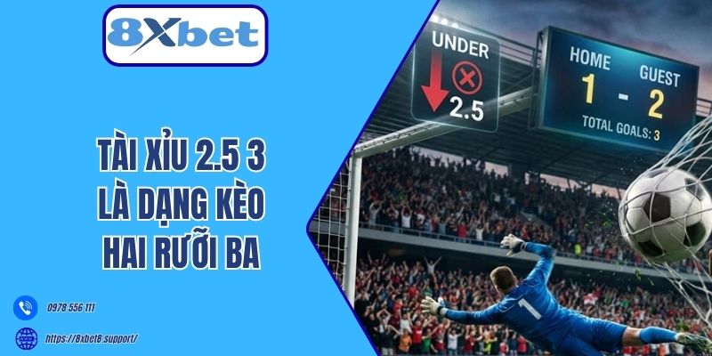 Tài xỉu 2.5 3 là dạng kèo hai rưỡi ba